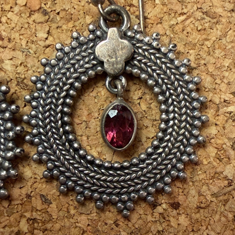 Elegant Silver Earrings with Purple Gemstone - Picture 2 of 5